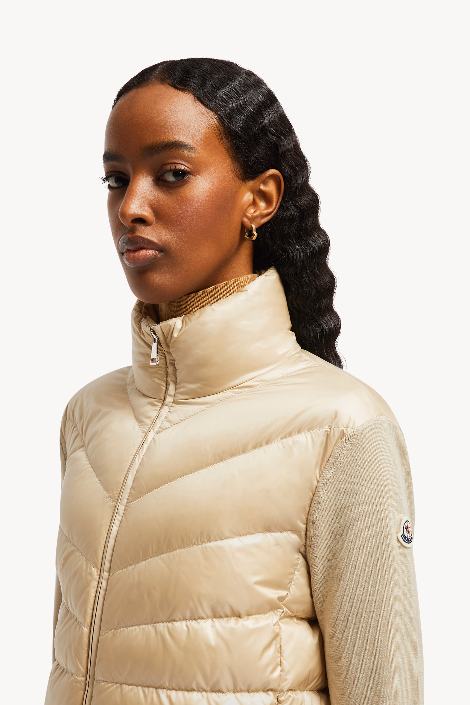 Padded Wool Cardigan Women Beige Moncler 4